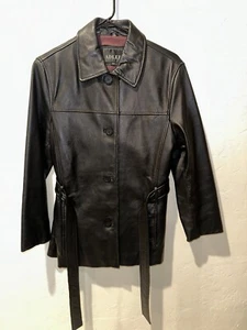 Luxurious Black Genuine Leather Jacket Red Lamb Skin Lining  - Picture 1 of 5