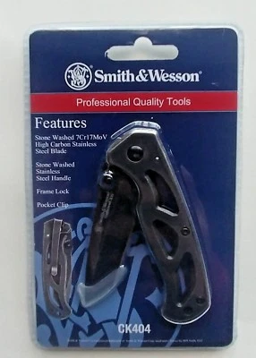 Cuchillo de hoja de acero inoxidable de alto carbono lavado a piedra Smith & Wesson CK404CP-A Foto 1 de 4