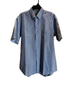 Sears Roebuck Vintage Single Needle Blue Short Sleeve Dress Shirt Mens Size 17.5 - Picture 1 of 3