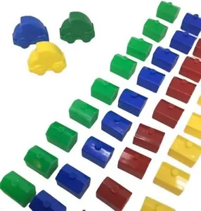 Monopoly Junior Cars Tokens Replacement House Red Yellow Green Blue Lot Crafts - Picture 1 of 3