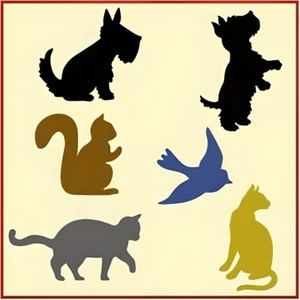SMALL ANIMAL STENCIL SET 1 - Dog Cat Bird Squirrel Scotty - The Artful Stencil - Picture 1 of 6