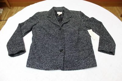 Studio Works Women's Small Black & White Button Front Jacket w/Shoulder Pads NWT - Image 1 of 4