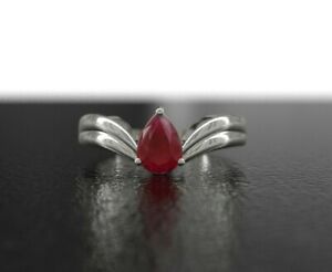 925 Silver Ruby Engagement Ring Natural Ruby Promise Ring 5x7 mm Pear Ruby Band