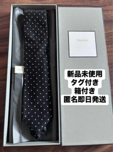 New TOM FORD Unused Tie with Tags Black Silk Dot Pattern Men From Japan w/box - Picture 1 of 6