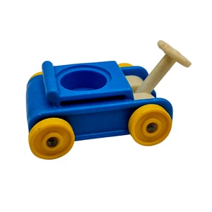 Vagón de juguete vintage Fisher Price Little People azul y blanco Little Riders - Imagen 1 de 6