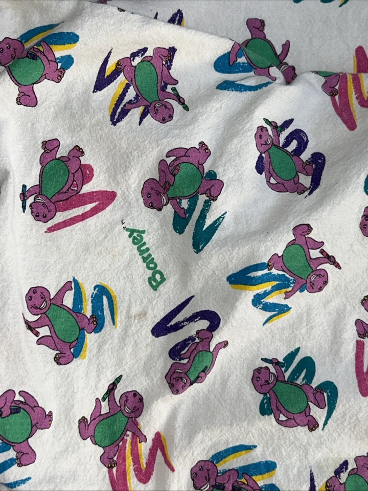 Vintage Barney Blanket Cover Baby Toddler Size 48” x 37” Crayon Purple Dinosaur - Image 1 of 4