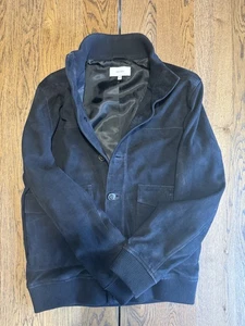 Reiss Angel Suede Button Through Jacket, Navy, Men’s size Medium - Picture 1 of 8