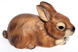 Vintage Brown Bunny Rabbit Figurine 6" Long Made in Japan Gorgeous Eyes - Picture 1 of 5