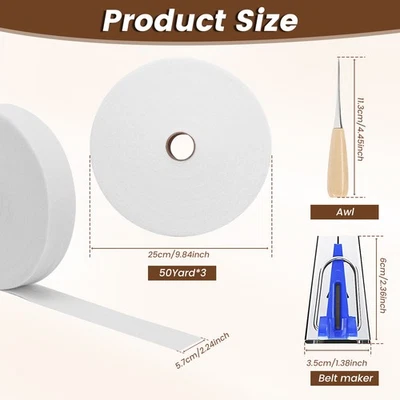 3 Rolls Polyester Jelly Roll Batting Strips with Fabric Tube Maker and Awl pagsF - image 1 of 4