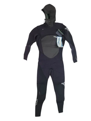 New XCEL Mens Infiniti XZIP2 5/4mm Hooded Fullsuit Wetsuit Black Large Navy Seal - Image 1 of 4