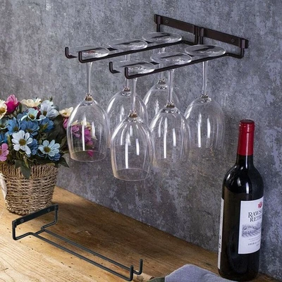 Wine Glass Rack Hanging 1 Row length 11.8in Metal Racks Wine Goblets Holder - Image 1 of 4
