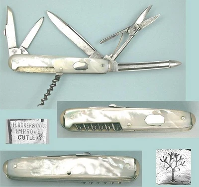 Antique MOP 6 Blade Pocket Knife * H. Boker & Co's Improved Cutlery * Circa 1900 - Image 1 of 3