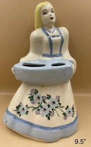California Pottery Lady Girl Shaped Vase Planter Pot Vintage 9.5” Hand Painted - Picture 1 of 6
