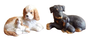 Vintage Lot Homco Rottweiler Cocker Spaniel Hund & Welpe Hunde Begleiter Figur - Bild 1 von 11