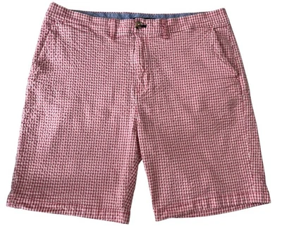 Vintage Tommy Hilfiger Seersucker Shorts Men's 36 Red & White 8.5" Inseam - Image 1 of 4