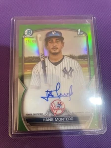 2023 Bowman Chrome-Prospect Auto Hans Montero #CPA-HM Green Refractor /99 Dodgers - Bild 1 von 5