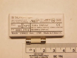 10 Schurter 0001.2514 10A 250V 5x20mm Time Delay Ceramic Body Cartridge Fuses - Picture 1 of 1
