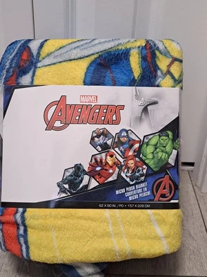 NOVO cobertor infantil Marvel Avengers micro pelúcia. 62X90 polegadas. Compatível com cama de solteiro/completa. - Imagem 1 de 4