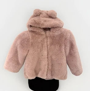 Giacca con cappuccio Liv & Lottie bambina 4T pelliccia sintetica orsacchiotto rosa blush cappotto invernale - Foto 1 di 6