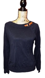 Lauren Ralph Lauren Pullover blau mit Schnallenakzent Gr. XL Baumwolle - Bild 1 von 4