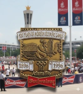 Pin's revers Budweiser Jeux Olympiques d'Atlanta 1996 (100 ans 1896-1996) - Photo 1/4