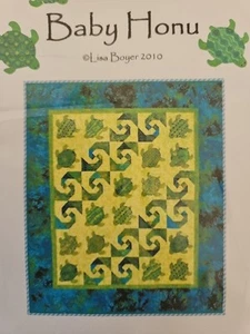 Lisa Boyer BABY HONU Sea Turtles Applique Wall Quilt Pattern 54"x61-1/2" & 15x15 - Picture 1 of 4