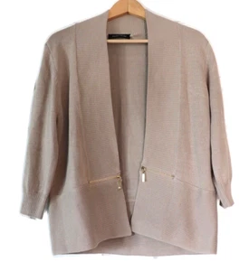 Sweater Cardigan Women's Size Large Open Front Tan 3/4 Sleeve Ivanka Trump - Picture 1 of 8