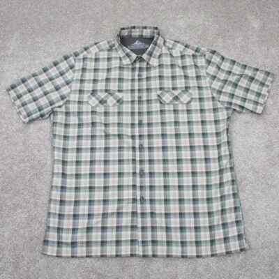 Croft & Barrow Quick Dry Shirt Mens Large Green/Gray Plaid Poly S/S Button Up - Image 1 of 4