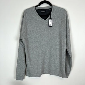 NWT John Morgan Sportswear Men's Medium V-Neck Long Sleeve Shirt Light Gray 4001 - Picture 1 of 6