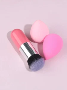 Makeup Brush Foundation Brush Powder Blush Bronzer Brush 2 Sponges US Seller. - Picture 1 of 4