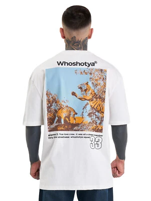 Whoshotya Feralith T-Shirt Oversize White Uomo Manica Corta Amstaff - Immagine 1 di 4