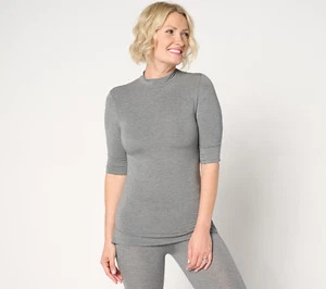 Camiseta Cuddl Duds Capas Suave con Cuello Simulado Elástico Gris XL - Imagen 1 de 4