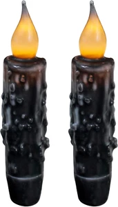 Velas cónicas temporizador LED sumergidas a mano de cera real que funcionan con baterías país primitivo - Imagen 1 de 7