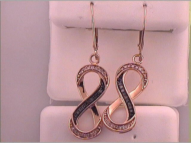 10kt Rose Gold Womens Brown Diamond Infinity Dangle Earrings 1/5 Cttw - Image 1 of 1