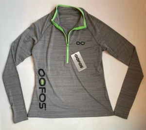 NWT Women's Oofos Recovery Gear Half Zip Pullover Shirt Charcoal Gray/ Lime XS - Picture 1 of 9