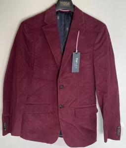 Tommy Hilfiger Men's 36R Modern-Fit Corduroy Sport Coat Suit Jacket Burgundy - Picture 1 of 3