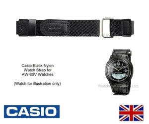 Original Casio Uhrenarmband Band für AW-80V, AW-80V-1, AW80, SCHWARZ Nylon, 10220479 - Bild 1 von 5