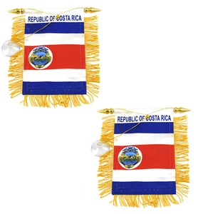 2 Piezas Mini Bandera Bandera Bandera "Costa Rica" 4"x6" Espejo Retrovisor Bandera Ventosa - Imagen 1 de 2