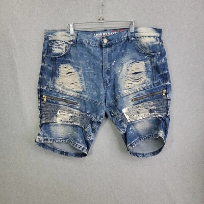 Lion Dynasty  shorts mens Size 40 Distressed  Denim Light Wash Jeans - Image 1 of 4