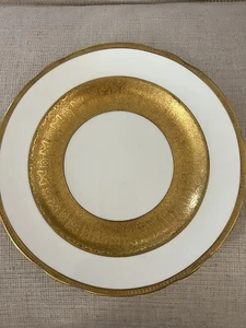 6 Vintage Cauldon Ltd England goldvergoldete weiße Essplatten ~10" - Bild 1 von 11