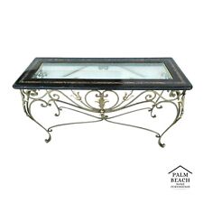 MAITLAND SMITH Tessellated Marble Brushed Steel Glass Console Sofa Table