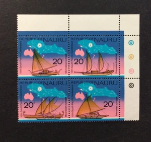 BroadviewStamps Nauru #127a UR plate block. MNH VF. Spectacular. - Picture 1 of 2