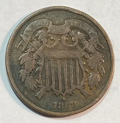 1868 Two Cent Piece Nice Original Fine+ CHN - Image 1 of 2