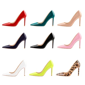 Onlymaker Mujer Chic Patente Cuero 10CM Tacones de Aguja Puntera Puntera Deslizante Tacón Alto - Imagen 1 de 20