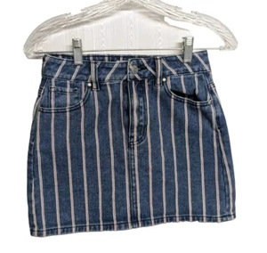 Pacsun Los Angeles Skirt Women Size 23 Mini Striped Pinstripe Red White & Blue - Picture 1 of 8