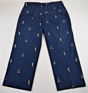 Vintage Pants Arthur Winer W38 L29 80s Blue Embroidered Golfers Clubs Made USA - Picture 1 of 11
