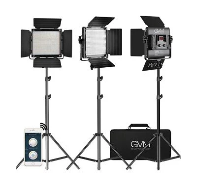 GVM 3 Pack LED Video Lighting Kits with APP Control, Bi-Color Variable 2300K~... - Image 1 of 4
