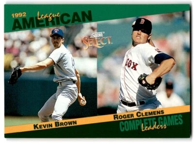 1993 Score Select Stat Leaders Kevin Brown/Roger Clemens Texas Rangers/Boston - Image 1 of 2