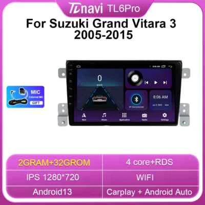 For Suzuki Grand Vitara 3 2005-2015 Android Auto Car Radio CarPlay GPS Screen 4G - Image 1 of 4