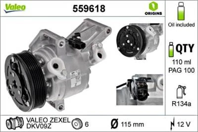 Compresor de aire acondicionado VALEO para MAZDA 2 Cx-3 14- D09W61450 Foto 1 de 4